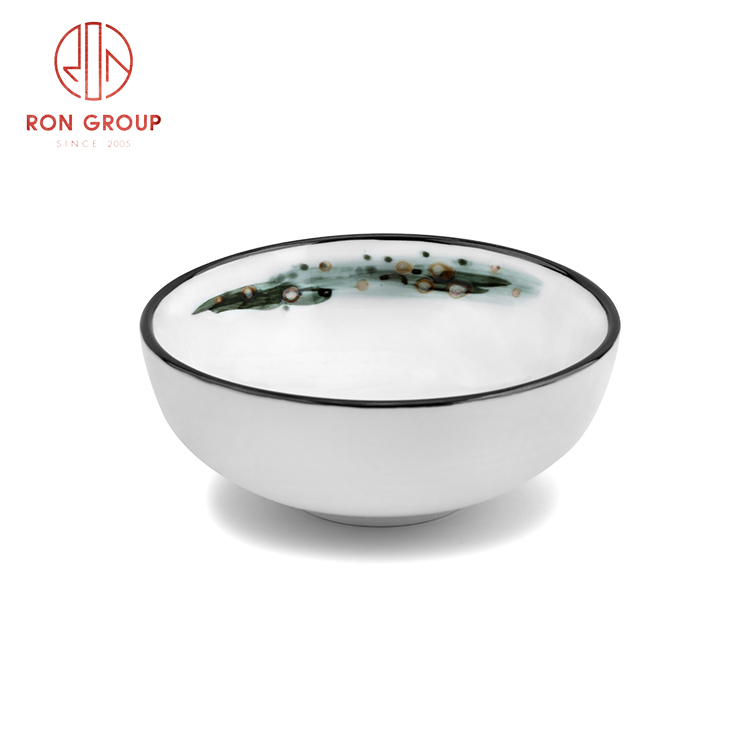 Popular restaurant hotel use new chinese porcelain bowl fine dining ink painting tableware