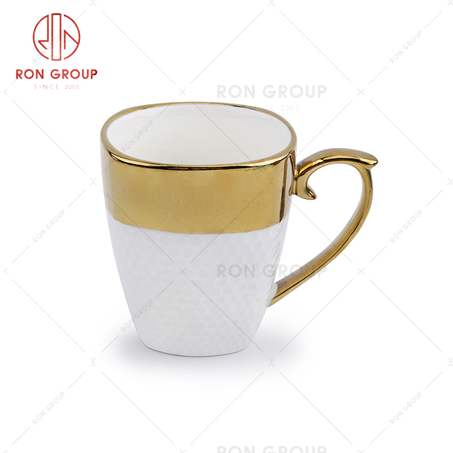 Luxury elegant style high-end restaurant tableware gold-plated coffee square cup