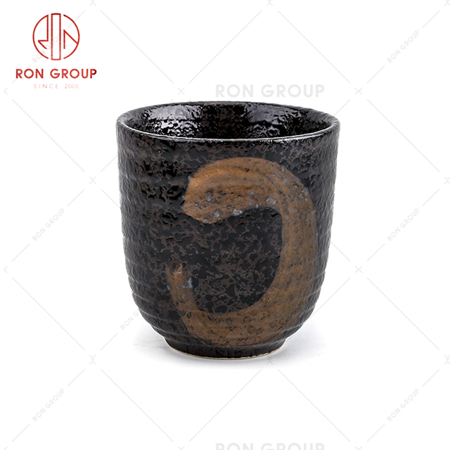 Brush letter style design high quality black creative restaurant tea water wine cup