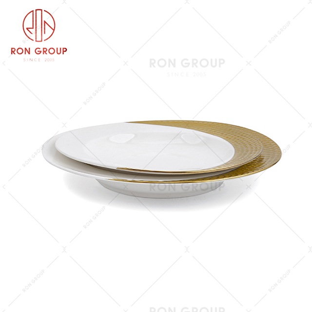 Wedding gold-plated tableware elegant style restaurant gold-plated tableware soup plate