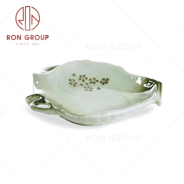 RN0039P02625  Hot Sale Unique Design Green Porcelain Shaped Bowl