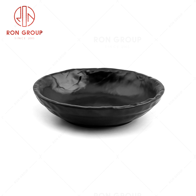 Grain design black restaurant durable tableware soup rice bowl