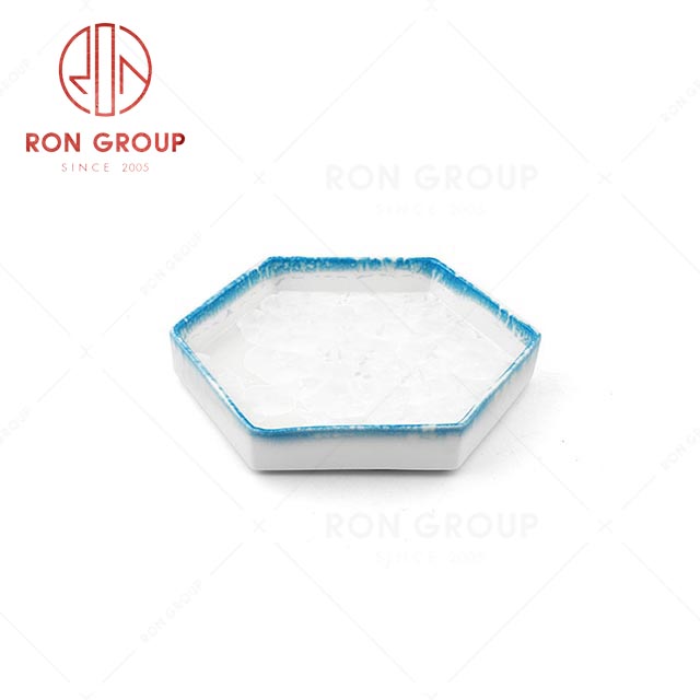 RN0660P00470 Wholesale High Quality Exquisite Porcelain  Hexagonal  Shallow Bowl