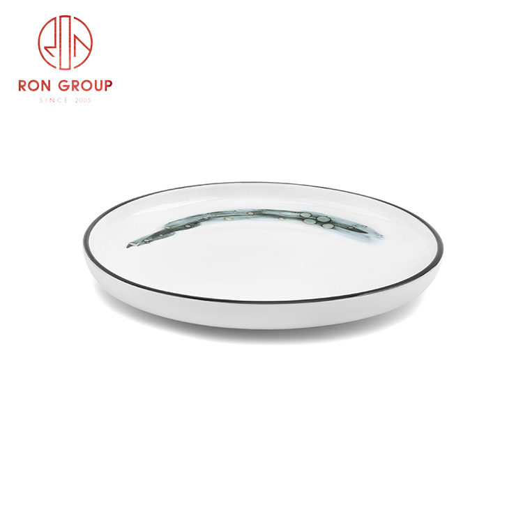 Chinese restaurant use new chinese porcelain round plate fine dining porcelain ink painting tableware