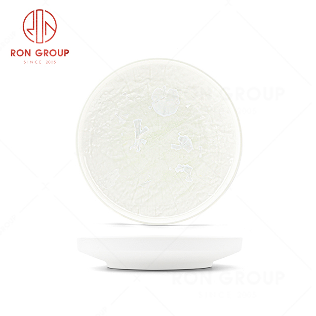 RN0660P00092  Wholesale Classic Style White Ceramic Stone Pattern  Plate