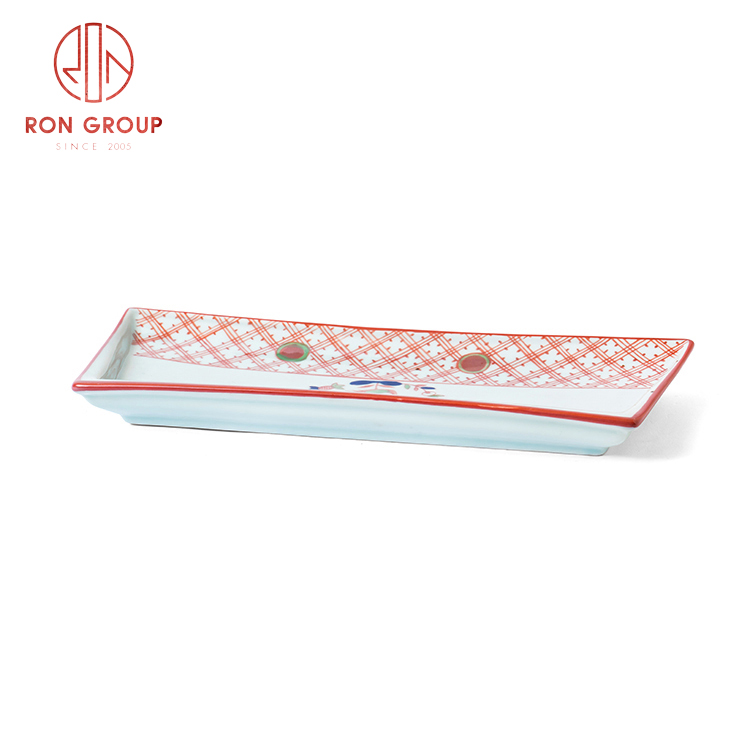 High quality Asian style porcelain dinnerware set restaurant hotel supplies rectangular trapezoid plate