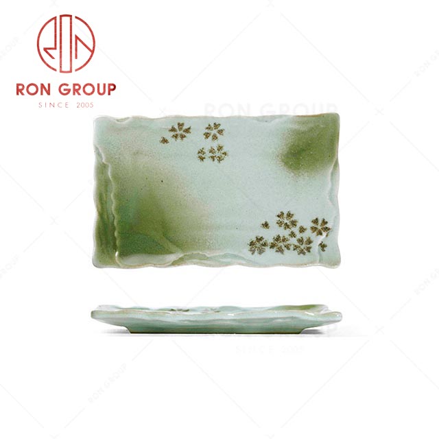 RN0039P02582 Wholesale Unique Design Sakura Green Rectangular  Plate