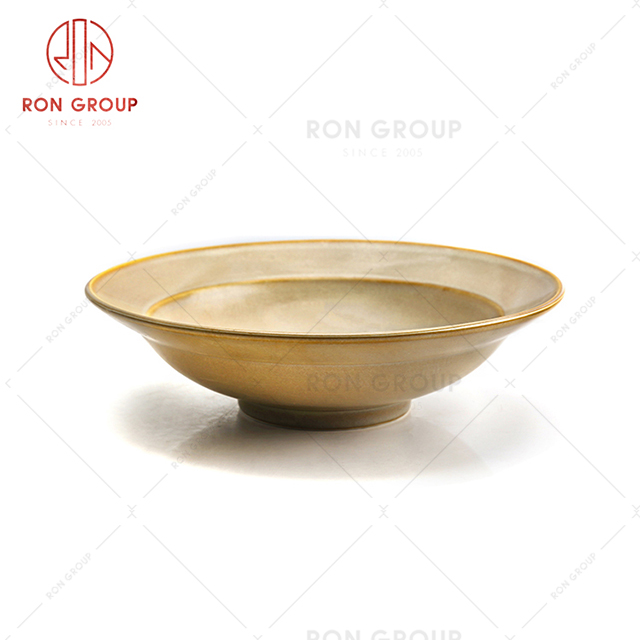 Eropean-American Style hot sale ceramic bowl retro plate golden colorful factory direct to customers cheap price 