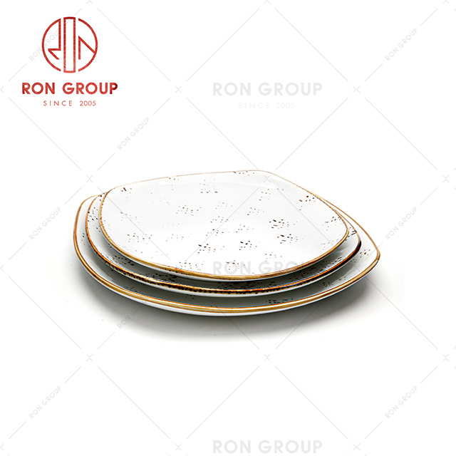 Colored Porcelain Serving Square Ceramic Dinner Plate For Hotel Restaurant
