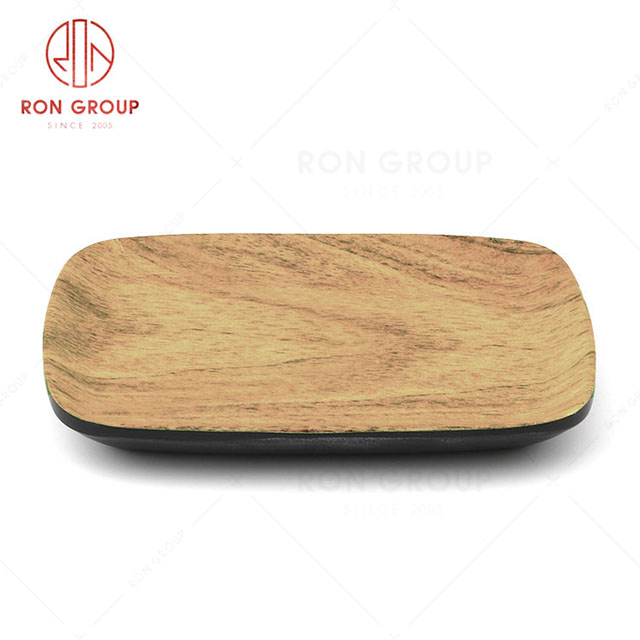 RN0039M00060 Hot Sale High Quality Durable Brown Wood Grain Melamine Rectangular Plate 
