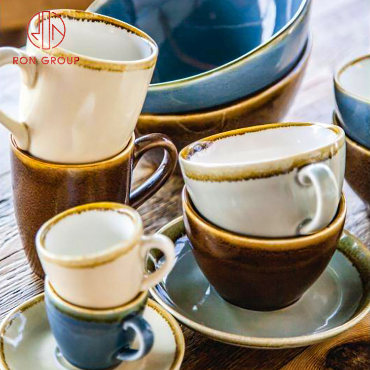 Restaurant hotel ceramic mugs wholesale coffee cup promotional unique colorful tableware