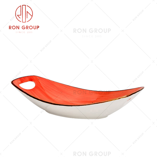 Europe fashion style ceramic plate with custom logo serving dish ceramic tableware