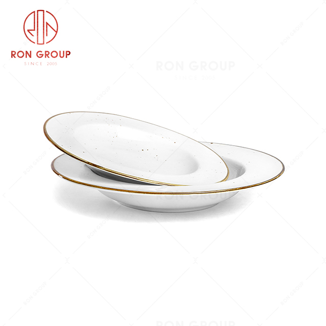 RonGroup New Color Chip Proof  Collection Cream White  -  Broadside Round Meal Plate 