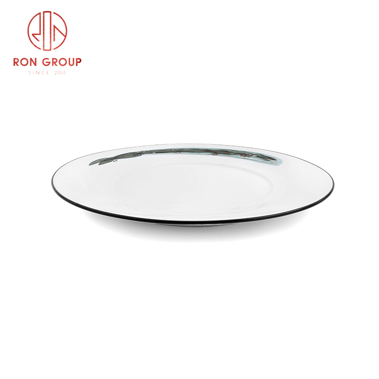 New product Asian style restaurant hotel tableware set Chinese porcelain concave round plate