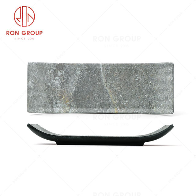 RN0039M00051 Hot Sale High Quality Durable Grey Stone Grain Melamine Plate