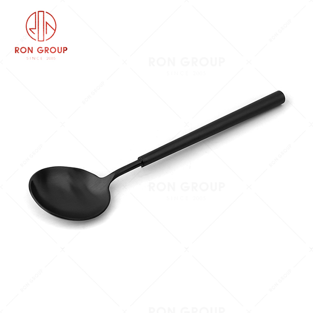 RN0178E00125 Hot Sale High Quality Exquisite Black Stainless Steel Barton Series-- Soup Spoon