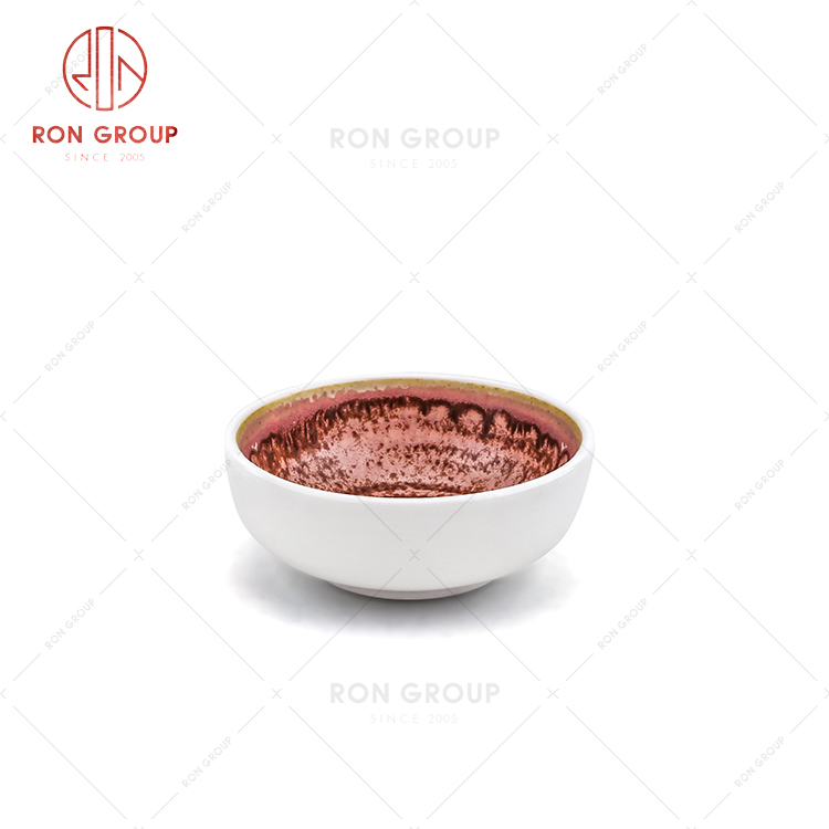 RON group hot selling restaurant plate wholesale pink ceramic plate for retailer