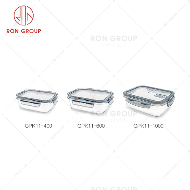 Gray lid glass fresh-keeping sealed box restaurant kitchen utensils high-grade restaurant packing box