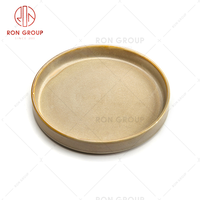 Simple style durable restaurant tableware hotel commemorative gift baking round plate