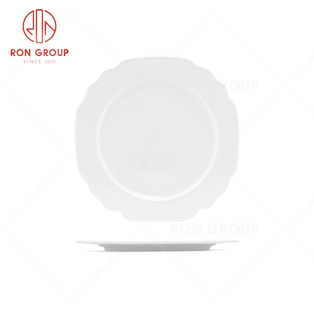 RN0037P06259-60 Hot Selling Simple Design Pure White Bone China Shallow Plate