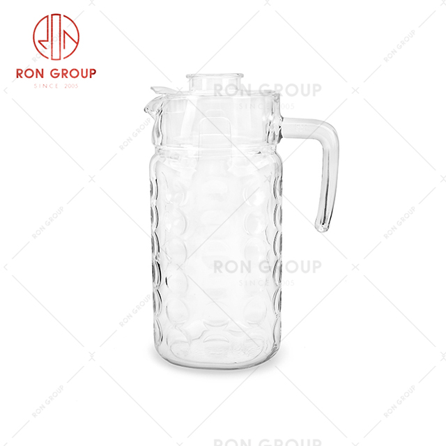 Dustproof transparent restaurant drink ware hotel reception beverage water bottle with lid