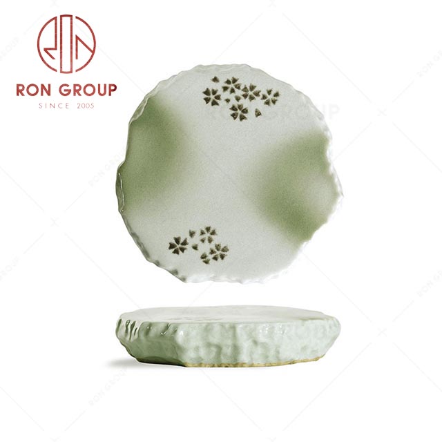 RN0039P02628 Wholesale Unique Design  Sakura Green Special-shaped Plate