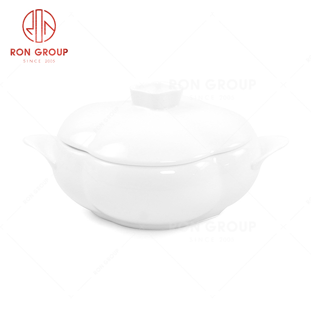 RN0037P06155 Hot Selling High Quality Pure White Bone China Tureen Set