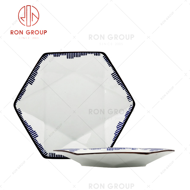 Pentagonal restaurant multifunctional tableware hotel snack fruit dish plate