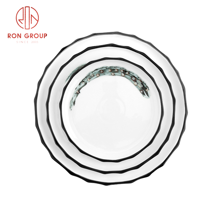 New Chinese style polygonal round plate for restaurant Asian style creative porcelain plate