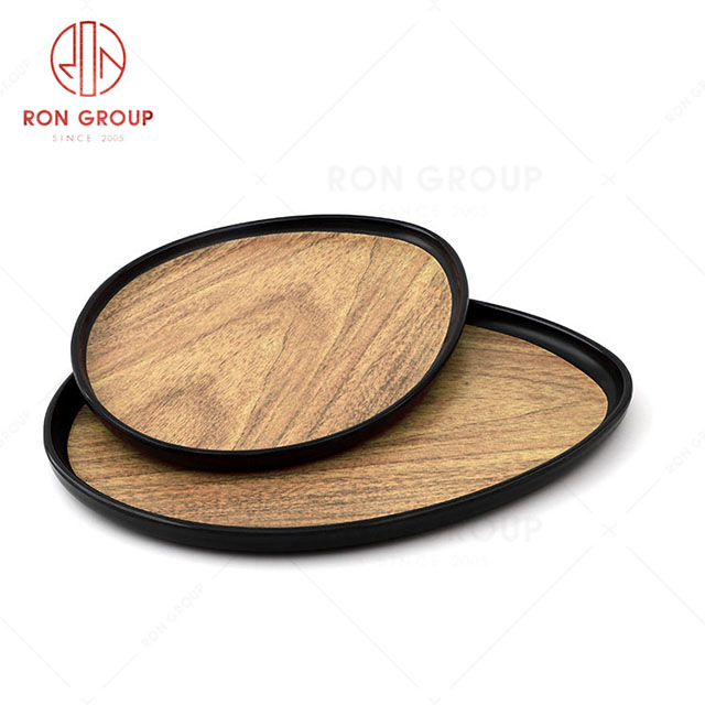 RN0039M00062-64 Hot Sale High Quality Durable Brown Wood Grain Melamine Plate