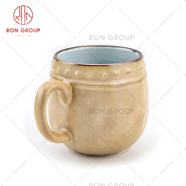 wholesale restaurant hotel cafe serving matte gold promotional ceramic mugs cup 