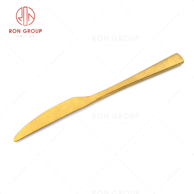 RN0050E01854 Wholesale High Quality Durable Gold Color Stainless Steel Table Knife 