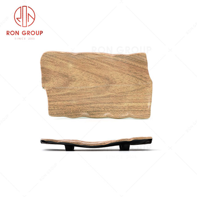 RN0039M00066  Hot Sale High Quality Durable Brown Wood Grain Melamine Plate 