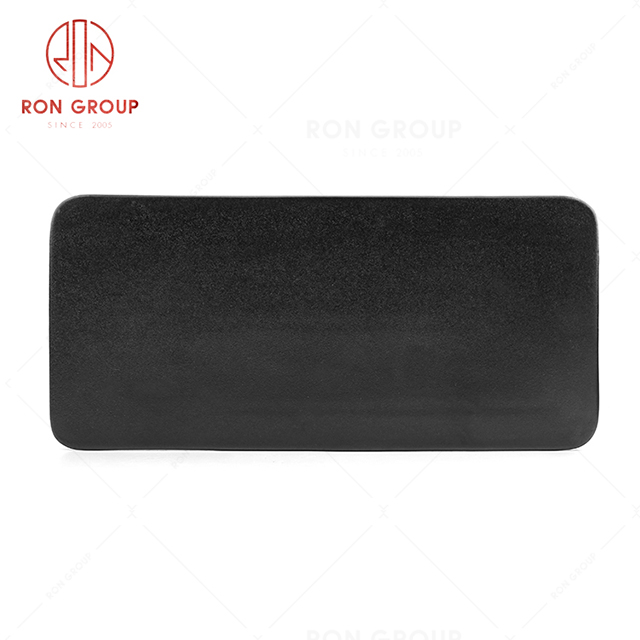Simple style hot selling restaurant tableware black rectangle plate