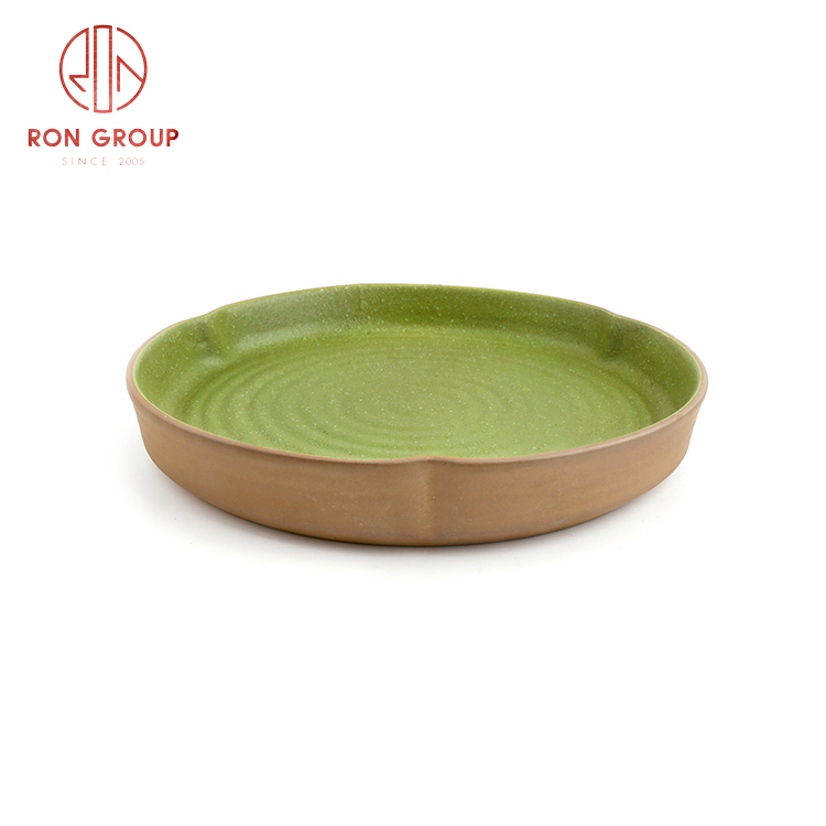 Wholesale manufacturer Asian style ceramic dinnerware set restaurant use ceramic water wave round plate