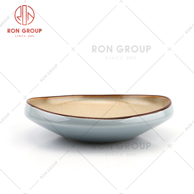 RON group hot selling restaurant plate wholesale blue ceramic plate for retailer