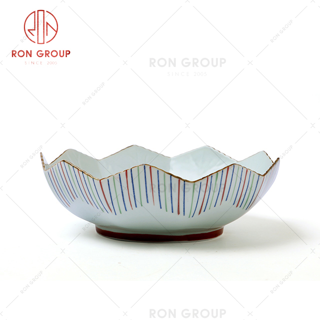 Unique design salad use oblique Bowl good quality ceramic bowl for restaurant