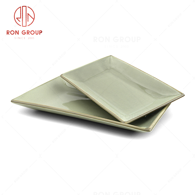 RonGroup New Color Morandi Chip Proof Porcelain  Collection - Ceramic Dinnerware Retangular  Plate