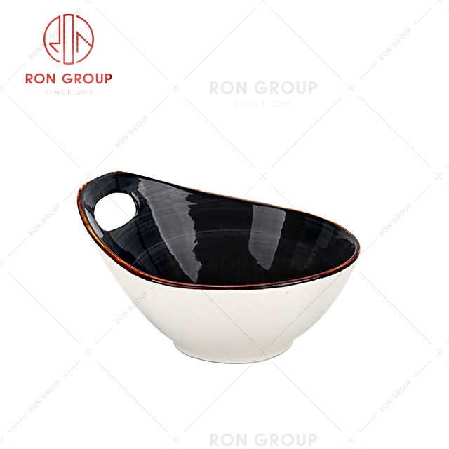 Japanese ceramic tableware high quality ceramic oval salad bowl