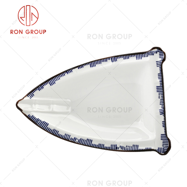 Asian style luxury fine porcelain dinnerware simply bone china luxury plate ceramic sailboat shape 