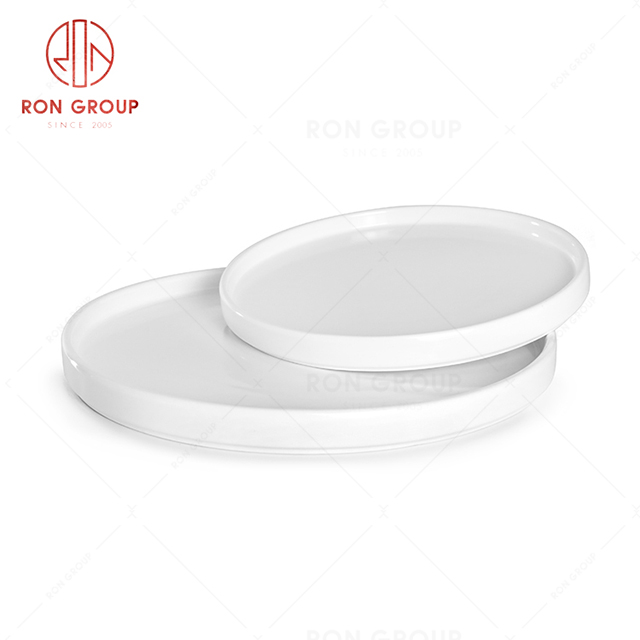 RonGroup New Color Matte White Chip Proof Porcelain  Collection - Ceramic Dinnerware Round Plate