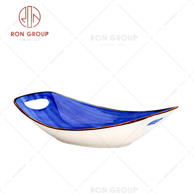 wholesale restaurant fashionable unique butter ceramic popcorn snack nut serving bowl