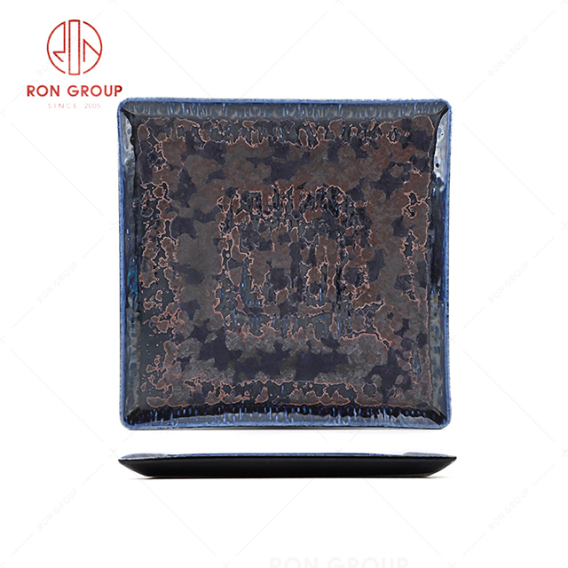 RN0660P00312 Hot Selling High Quality Blue Agate Series Ceramic Square Plate