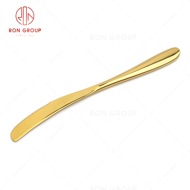 RN0068E00268 Hot Sale High Quality Exquisite and Elegant  Gold Stainless Steel Steak Knife