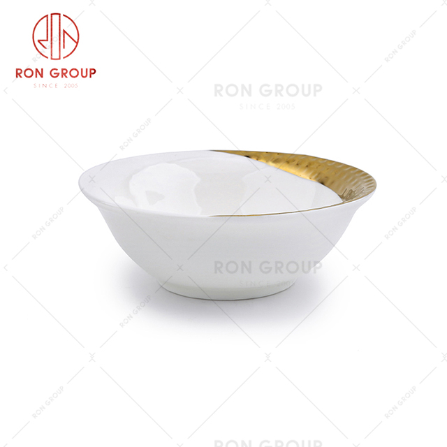 Elegant solemn design restaurant banquet tableware hotel wedding gold plated bowl
