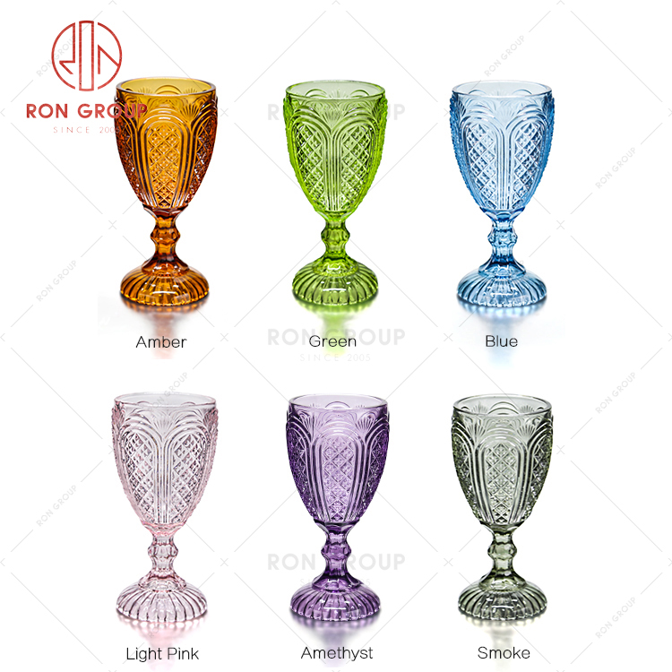 Embossed design creative restaurant cup with colored glass hotel activity glass cup