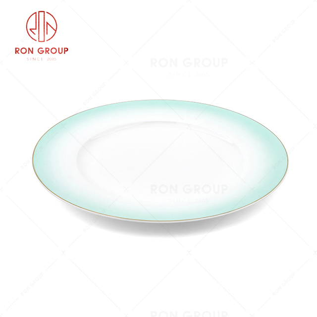 RN0045P00017  Wholesale Unique Design Gradient Color Bone China  Flat Plate