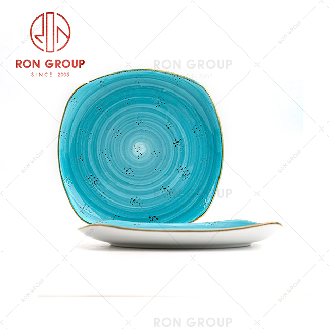 wholesale restaurant food serving porcelain dishes shallow square ceramic plate