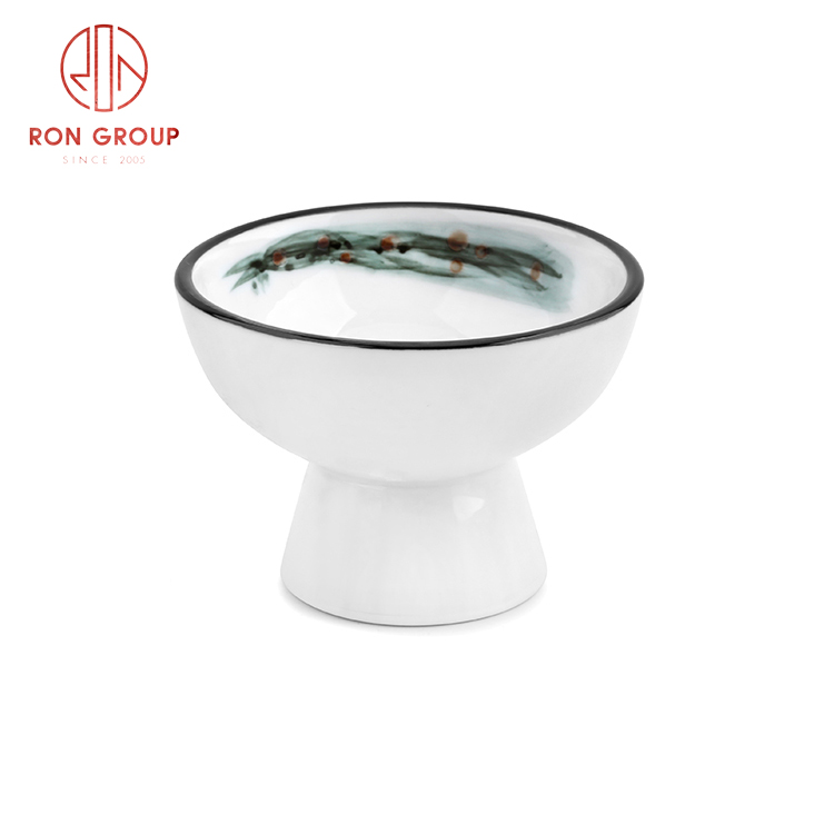 Top selling new chinese modern high sauce round bowl fine dining porcelain ink painting tableware