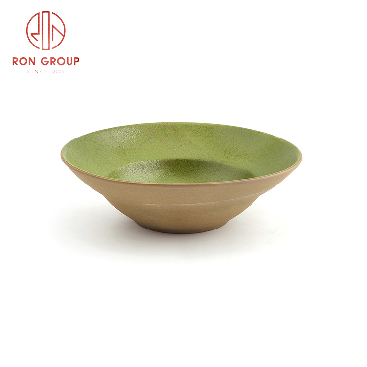 New arrived Asian style ceramic dinnerware set restaurant hotel use ceramic bamboo hat shape plate
